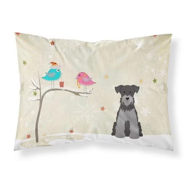 Christmas Presents Between Friends Miniature Schanuzer Black Silver Fabric Standard Pillowcase; 20.5 x 0.25 x 30 in., Jensendistributionservices, Mfr#: MI228037